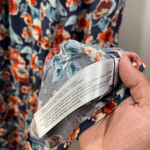 BAND OF GYPSIES Floral Jumpsuit Strapless Ruched Navy Size S - Picture 7 of 8